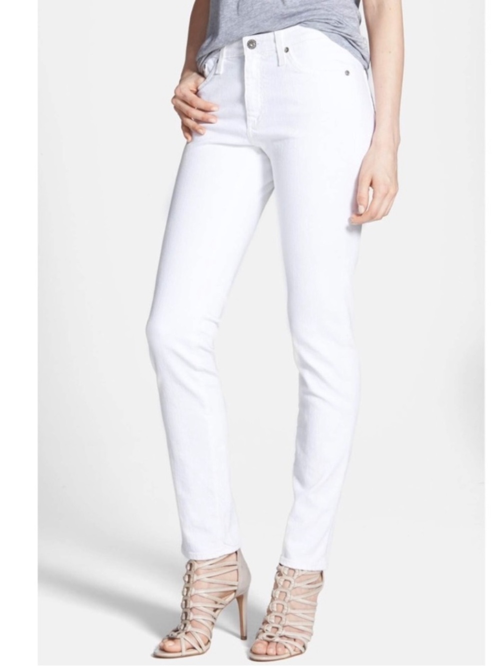 AG 'The Prima' Mid Rise Cigarette Jeans 27 White slim